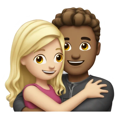 brunette guy hugs blonde girl.  sticker