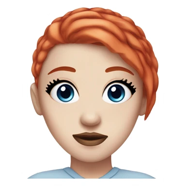girl with pale white skin, dyed fire red hair, freckles, blue eyes, black eyebrows, and a nose septum piercing  sticker