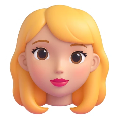 adorable girl face emoji, gentle blush, shiny lips, clean look sticker