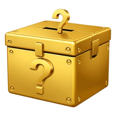 сгенерируй смайл loot box в стили классических смайлов с вопросом 
золотой, не деревянный, а металический sticker