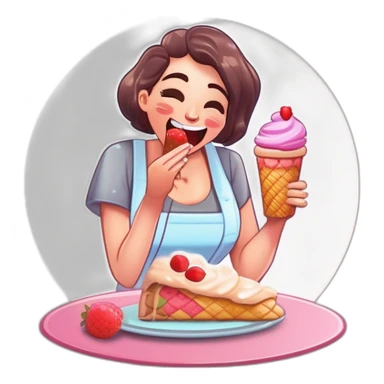 Mujer comiendo helado sticker
