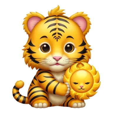 Baby Gold tiger holding a sun ☀️🐯 sticker