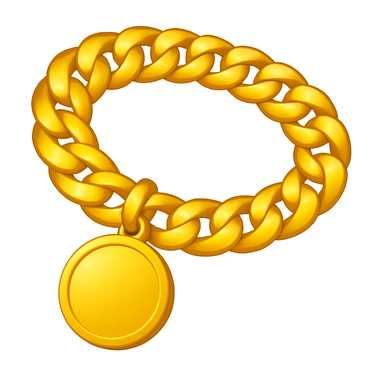 Keep the image exactly like the reference but make the circle pendant blank, in iOS emoji style. Add a subtle highlight. All other details and style should remain the same. sticker