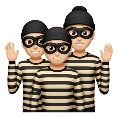 A 3 theif robbers emoji,Stripped shirt,eye mask, black head. sticker