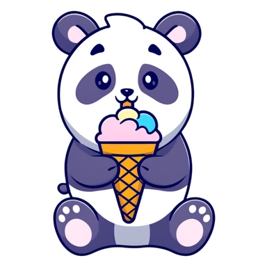 Panda eating ice created  sticker