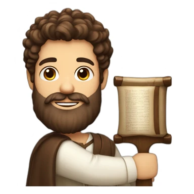 Jewish brown hair and brown beard man with torah sticker
