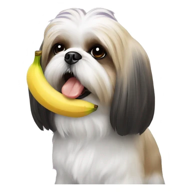 Shih tzu with a banana in his mouth sticker