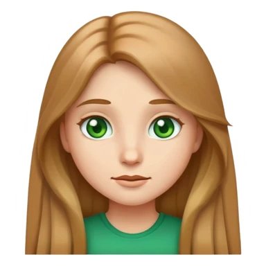 Girl emoji with a light brown, long hair and green eyes sticker