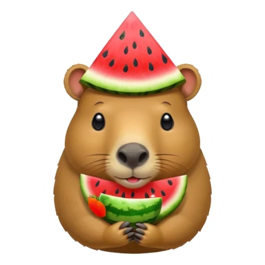 Capybara with watermelon on there head cute sticker