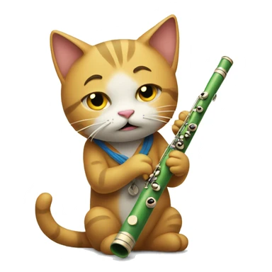 sad cat playing flute sticker