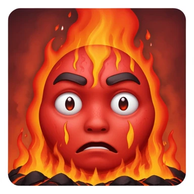 make this image with a sad face thats red with lava and steam coming from the head sticker