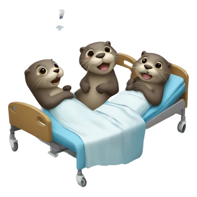 Three otters in a hospital sticker