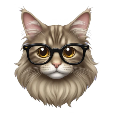 maine coon cat with harry potter style glasses sticker
