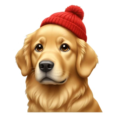 Golden retriever with red beanie sticker