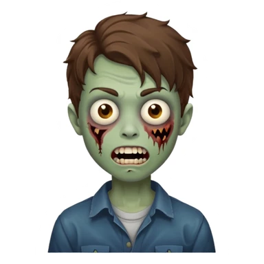 a boy with wavy hair, a zombie-shaped mouth piercing hum sticker
