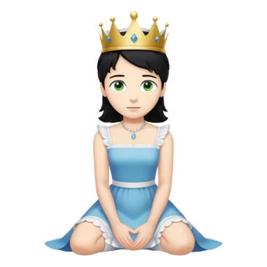 Prince woth crown, standing, black hair, blue eyes, and maid, blonde Hair, green eyes, white short sleveless dress, kneeling  sticker