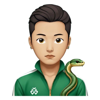 Jang Deok-su , Age: Late 30s
Appearance: A large, have a tattoo of a snake on his neck.
Outfit: Green player tracksuit sticker
