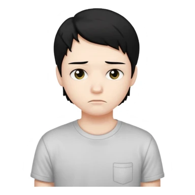 sad student black hair sticker