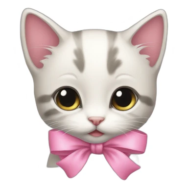 Shy kitten with pink bow waiting  sticker