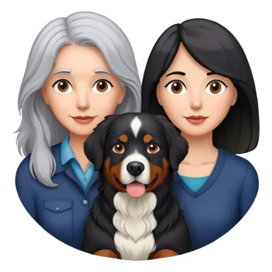 One Gray hair Woman with Bernese mountain dog and black lab sticker