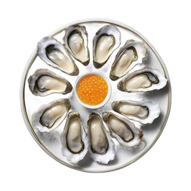 Display of oysters, Kaviar and white powder in lines  sticker