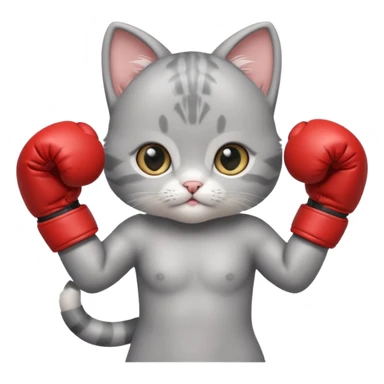 Cute Gray baby girl kitten boxing  sticker