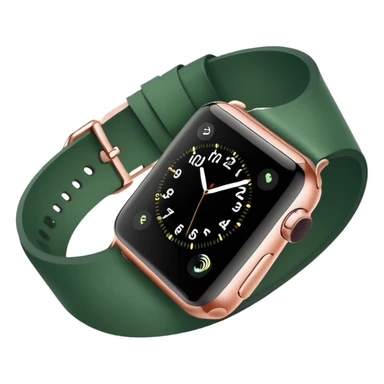 rose gold apple watch with forest green band on an angle sticker