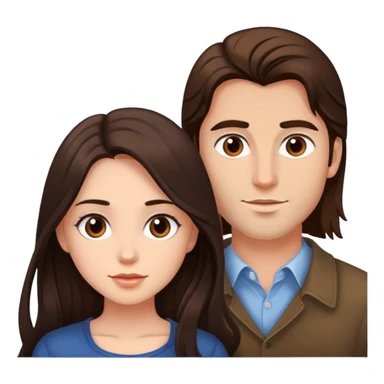 beautiful girl with long dark brown hair and her boyfriend a man with brown hair sticker