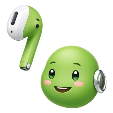 smiling cute green pea wearing airpods sticker