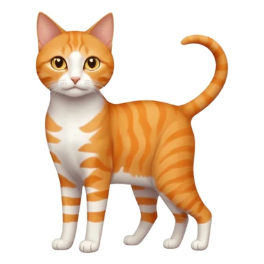 full body orange domestic shorthair slim cat with yellow/orange eyes and a white triangle pattern on his face playing sticker