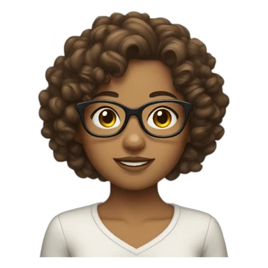 Girl with curly brown hair and glasses sticker