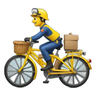 french postman on a yellow bike sticker
