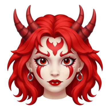 a long-haired red face paint devil girl  sticker