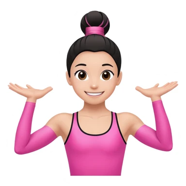 "A gymnast in black and minimal pink outfit with a smile and a look of surprise (normal skin) sticker