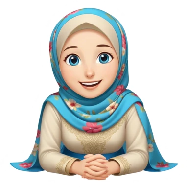 Turkish beautiful finish Konya girl blue eyes with floral hijab and islamic dress she’s Rolling on the Floor Laughing  sticker