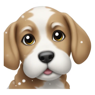 puppy and snow on christmas sticker