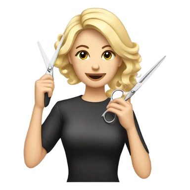 Blonde beautician cutting hair sticker