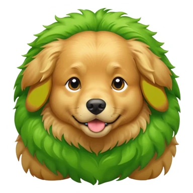 green dog extra furry golden retriever. The dog fur is all green sticker