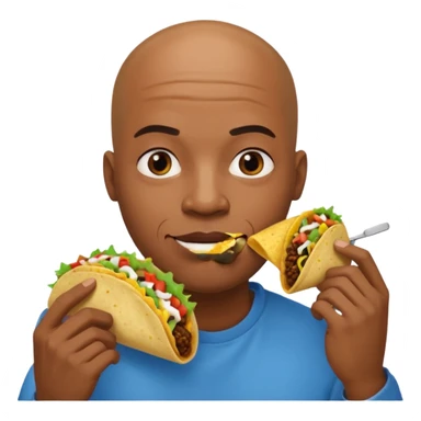 Bald black man eating a taco sticker