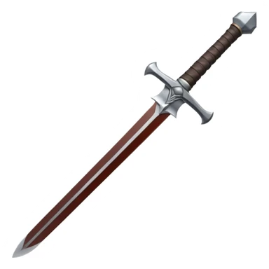 a viking blade, bastard sword, transparent background, the hilt is bound in black, straight blade sticker