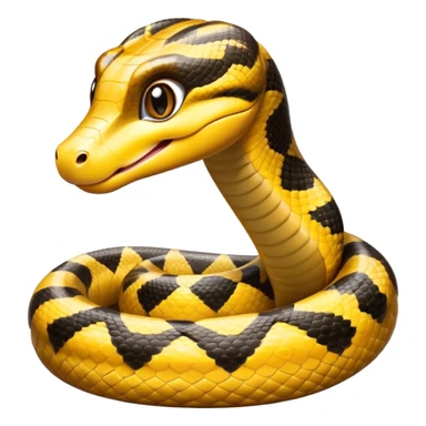 cinematic-cute-anaconda-portrait-emoji,-head-tilted-playfully-and-inquisitively,-with-a-sleek,-shimmering-body-adorned-with-detailed-scale-sriped patterns-and-round,-sparkling-eyes-full-of-wonder,-simplified-yet-irresistibly-adorable-features sticker