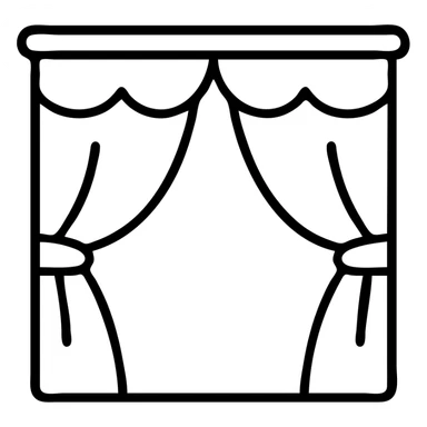 red stage curtain, outlined icon, no fill, classic theater shape sticker