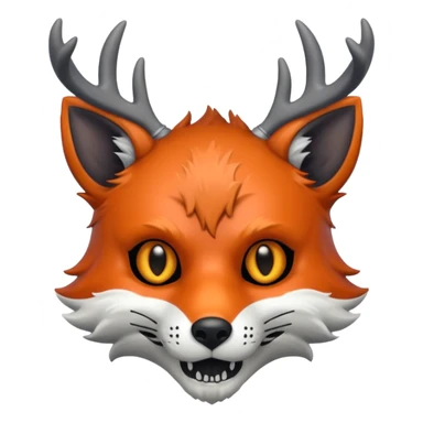 Fox with antlers and skull face sticker