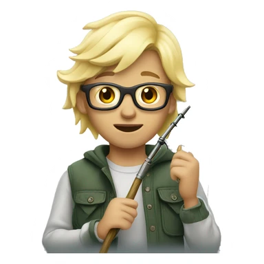 cool blonde kid fishing sticker