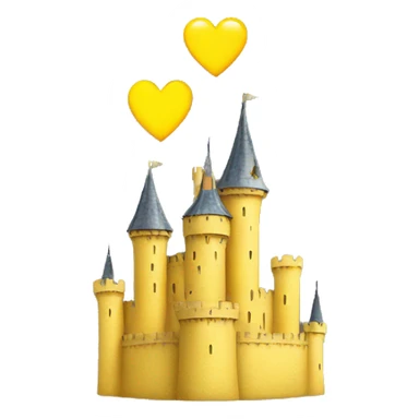 A yellow heart with a castle on it sticker