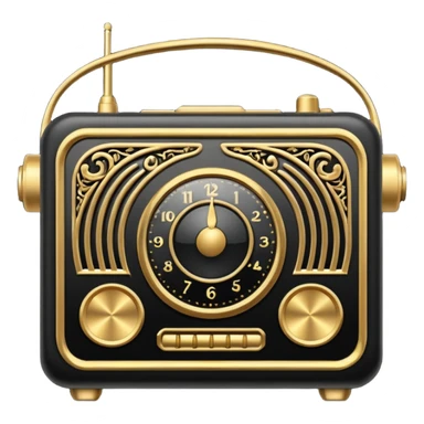 black and gold radio sticker