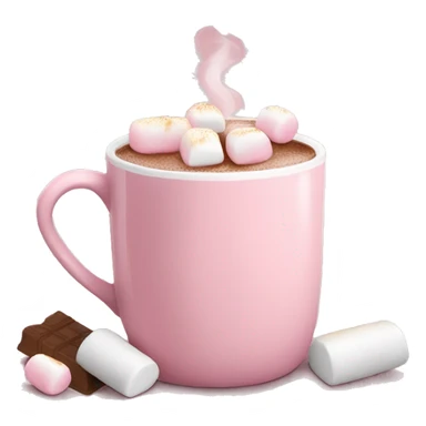 Light Pink mug of hot chocolate with marshmallows  sticker