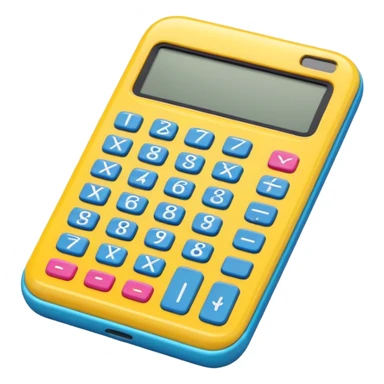 3D iPhone style emoji of a calculator with numbers on display, symbolizing calculation, vibrant colors, isolated on white background, soft shadows, high detail, playful and cute. sticker