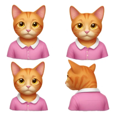 orange cat wearing a pink shirt sticker