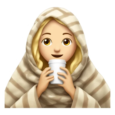girl inside a blanket sipping coffee eyes closed blond sticker
